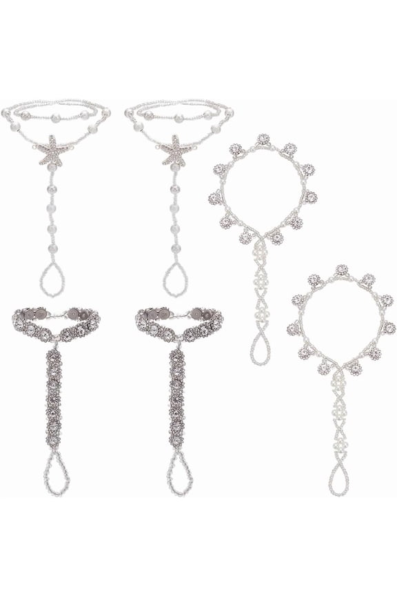 Barefoot Sandals Foot Jewelry for Women 6 Pcs Sexy Barefoot Sandals for Women Wedding Women's Foot Chain Barefoot Sandals Beach Wedding Jewelry Anklet with Rhinestone Toe Ring for DIY