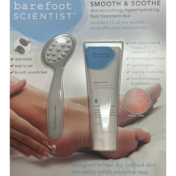 Barefoot Scientist Dual - Sided Foot Smoother & High Dive Intensive Hydration Foot Therapy Cream Moisturizer