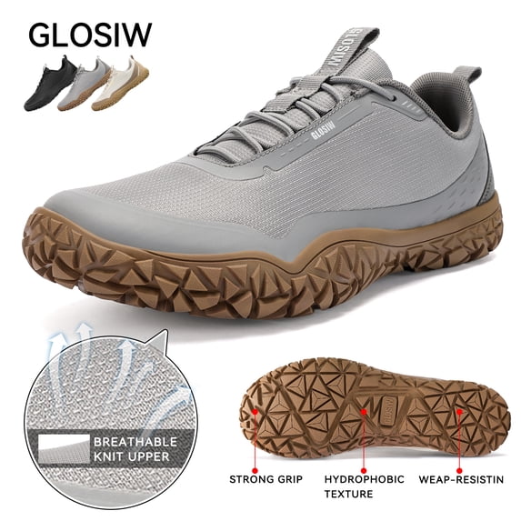GLOSIW men Sneakers,Wide Toe Box Shoes men Zero Drop Barefoot Shoe Men Trail Running Shoe Non-Slip Lightweight Walking Hiking Shoes Cross-training