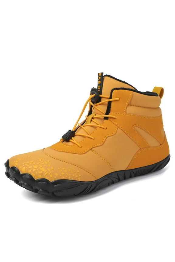Barefoot Shoes Men Women Wide Toe Box Winter Minimalist Trail Runner Padded Warm Casual Hiking Cotton Boots Sneakers-Yellow