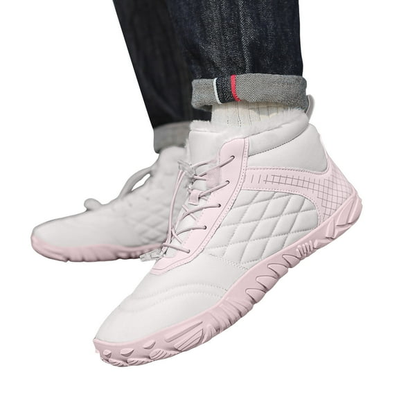 Barefoot Shoes Snow Boots for Women Men Lightweight Stitching High Top Winter Booties Lace up Walking Shoes
