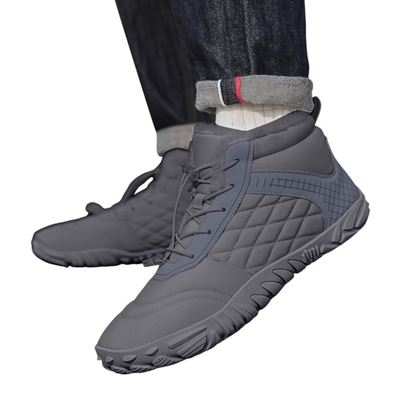 Barefoot Shoes Snow Boots for Women Men Lightweight Stitching High Top Winter Booties Lace up Walking Shoes