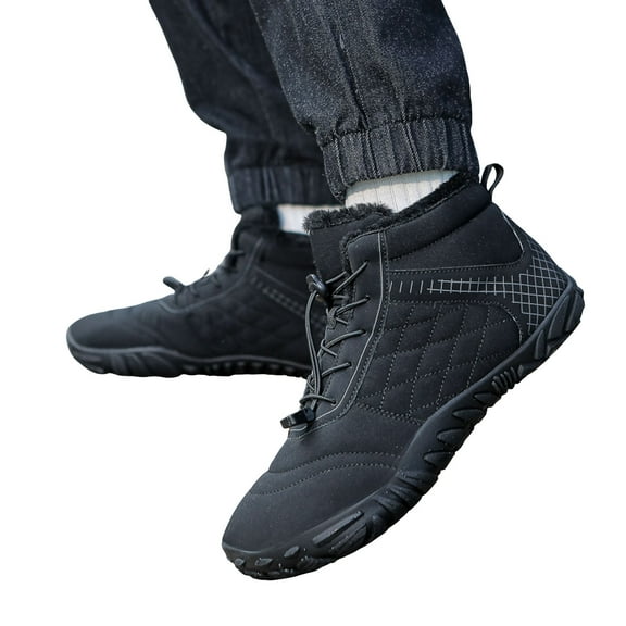 Barefoot Shoes Snow Boots for Women Men Lightweight Stitching High Top Winter Booties Lace up Walking Shoes