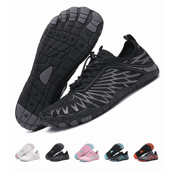Barefoot Shoes, Wide Toe Box Non-Slip Comfort Flexible Athletic Footwear, Multi-Purpose Water Hiking Shoes for Men & Women, Outdoor Beach Swimming Surfing Gym Walking Trail Running Sneakers(black)