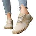 thumbnail image 1 of Barefoot Shoes Women Men Wide Toe Box Sneakers Mesh Lace up Running Hiking Shoes Lightweight Workout Gym Footwear Khaki Size 7.5, 1 of 7