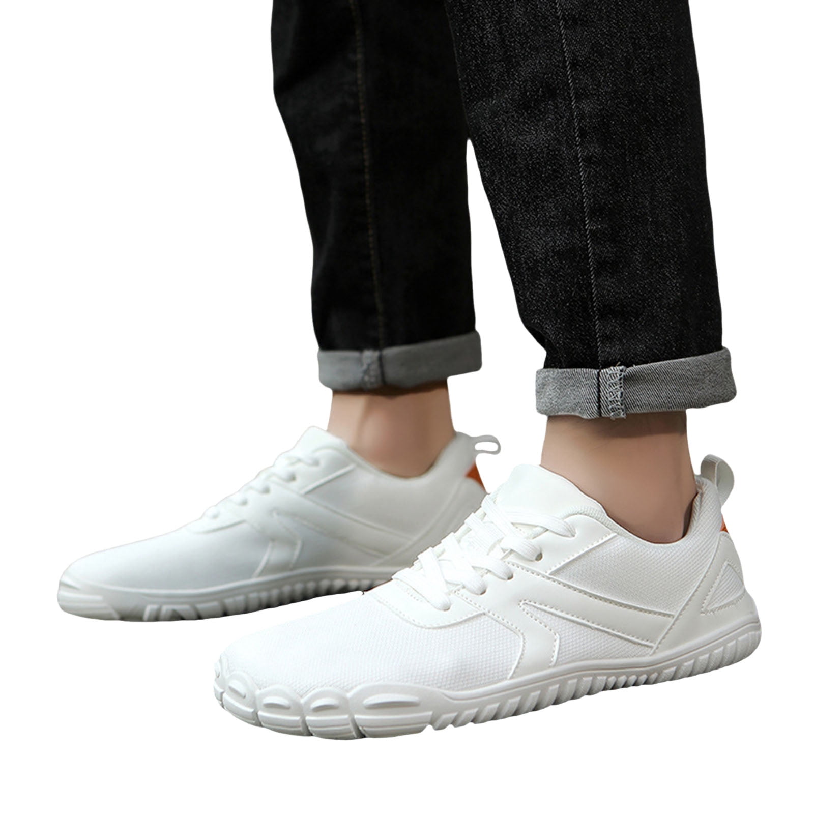Barefoot Shoes Women Men Wide Toe Box Sneakers Mesh Lace up Running Hiking Shoes Lightweight Workout Gym Footwear White Size 9.5