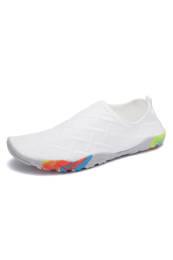 Barefoot Shoes Women and Men Wide Toe Hiking Water Shoes Non-Slip Breathable Swim Surf Shoes for Beach Pool Running Walking Fast Drainage Waterproof white size 4.5