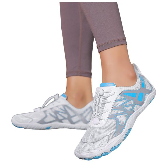 Barefoot Shoes for Women Mens QuickDry Water Shoes Lightweight Non Slip Athletic Hiking Shoes Breathable Slip On Sneakers Blue Size 6.5