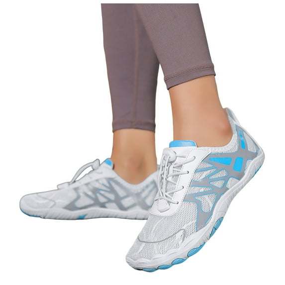 Barefoot Shoes for Women Mens QuickDry Water Shoes Lightweight Non Slip Athletic Hiking Shoes Breathable Slip On Sneakers Blue Size 7.5