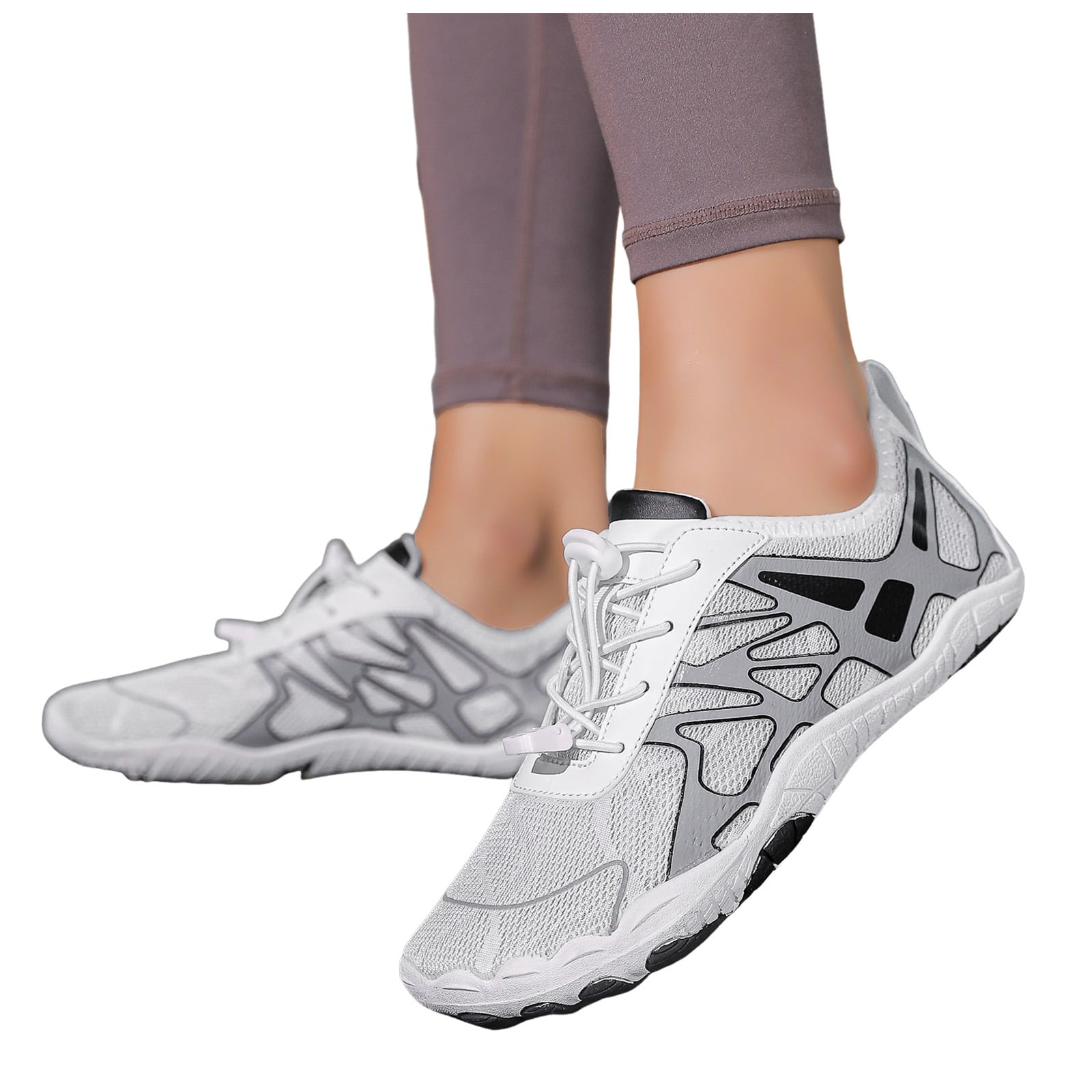 Barefoot Shoes for Women Mens QuickDry Water Shoes Lightweight Non Slip Athletic Hiking Shoes Breathable Slip On Sneakers White Size 9