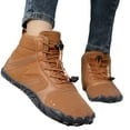 thumbnail image 1 of Barefoot Snow Boots for Women Men Lightweight Wide Toe Box Winter Warm High Top Outdoor Sneakers Water Resistant Ankle Booties Brown Size 8, 1 of 7