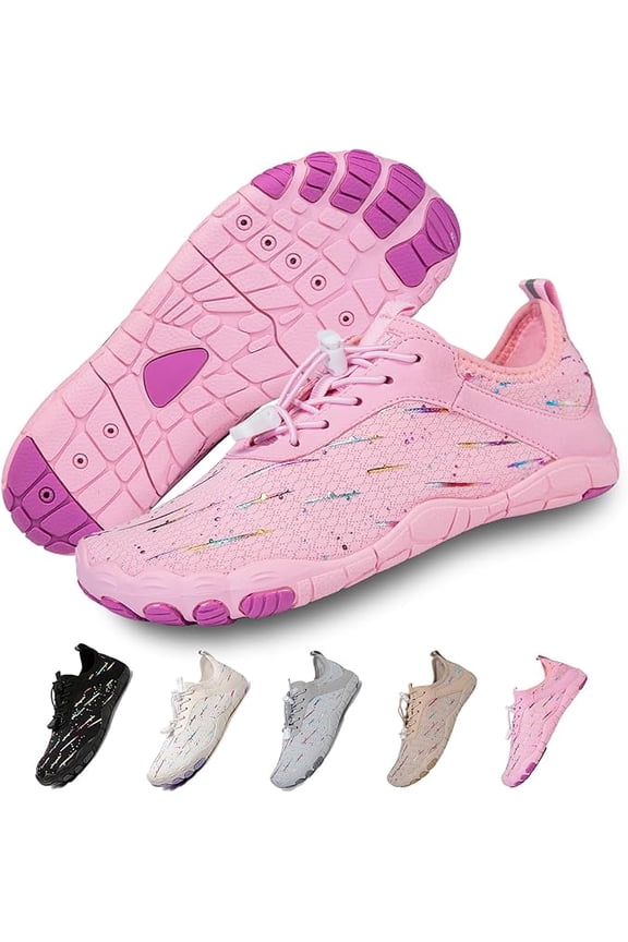 Barefoot Water Shoes, Breathable Wide Toe Non-Slip Lightweight Footwear, Unisex Sneakers for Men & Women, Zero Drop Comfortable Walking Running Yoga and All Water Sports(pink)