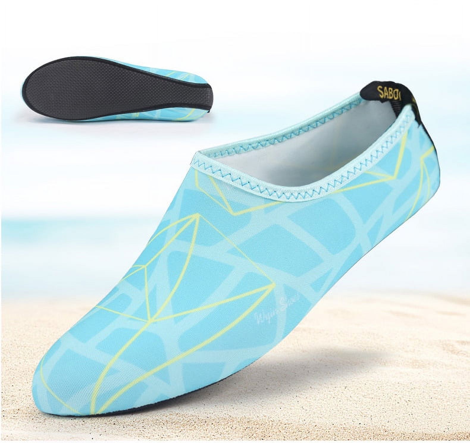 Barefoot Water Skin Shoes, Epicgadget(TM) Quick-Dry Flexible Water Skin Shoes Aqua Socks for Beach, Swim, Diving, Snorkeling, Running, Surfing and Yoga Exercise (Blue/Yellow, XL. US 9-10 EUR 40-41) - image 1 of 2