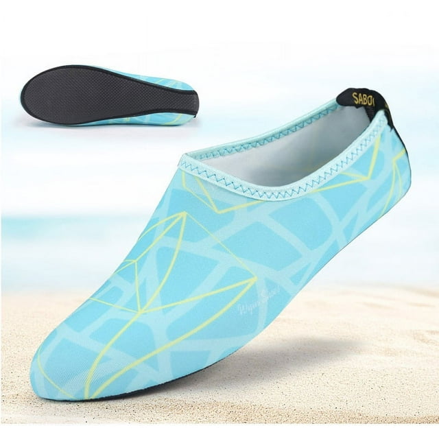 Barefoot Water Skin Shoes, Epicgadget(TM) Quick-Dry Flexible Water Skin Shoes Aqua Socks for Beach, Swim, Diving, Snorkeling, Running, Surfing and Yoga Exercise (Blue/Yellow, XL. US 9-10 EUR 40-41)