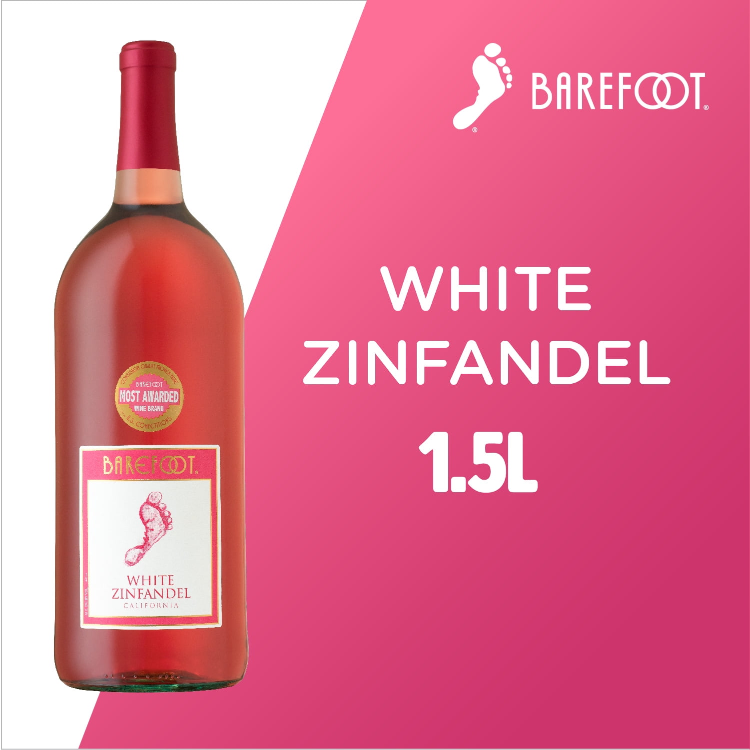 Barefoot White Zinfandel Rose Wine 1.5 L