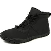 Barefoot Winter Snow Boots for Men Women, Zero Drop Warm Fleece Lined Waterproof Minimalist Slip On Hiking Ankle Boots