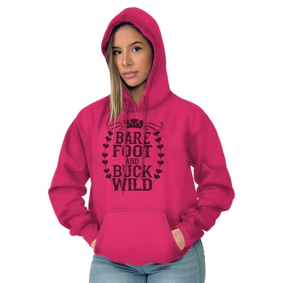 Barefoot and Buck Wild Country Love Women Plus Size Graphic Pullover Hoodie Brisco Brands 2X