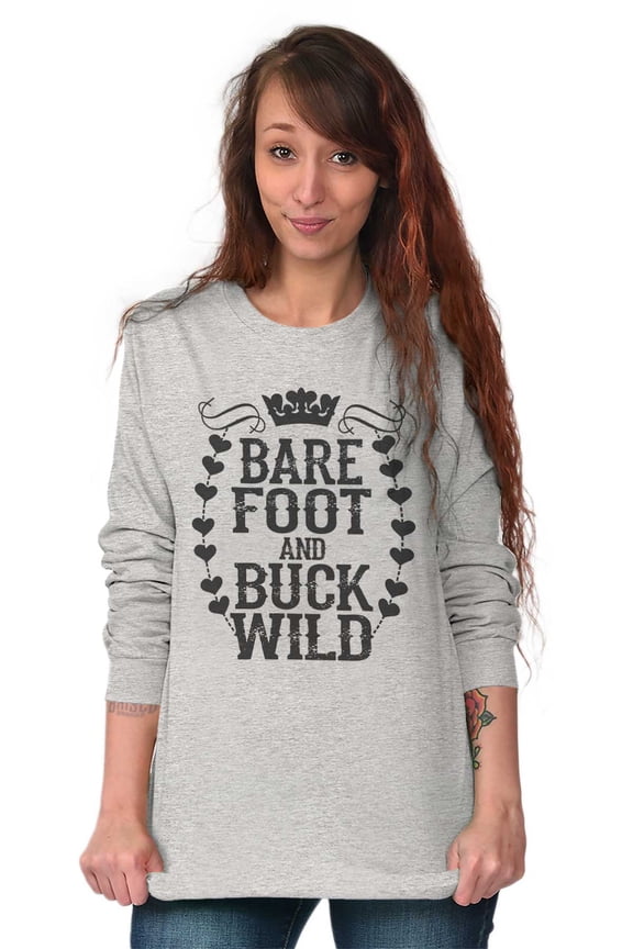 Barefoot and Buck Wild Country Love Women Plus Size Long Sleeve Graphic Tee Brisco Brands 3X