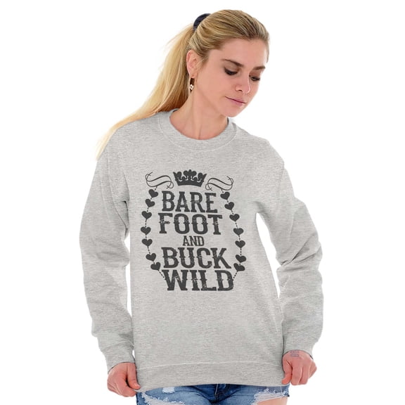 Barefoot and Buck Wild Country Love Women Plus Size Crewneck Sweatshirt Brisco Brands 2X