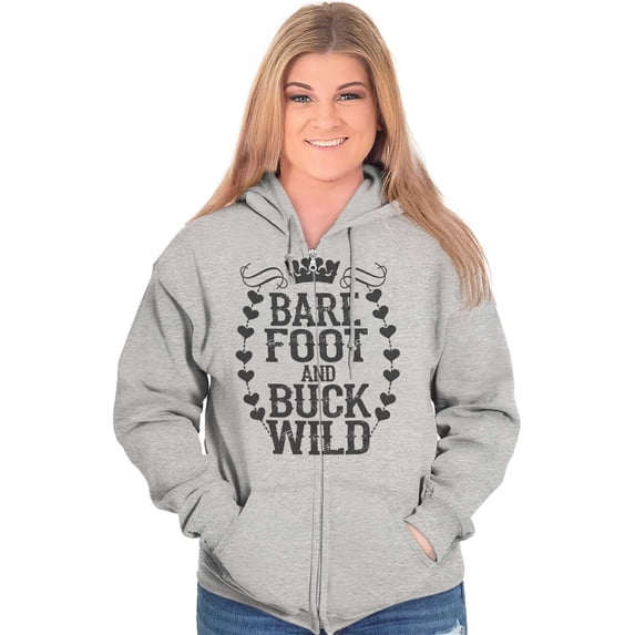 Barefoot and Buck Wild Country Love Womens Plus Size Graphic Zipper Hoodie Brisco Brands 3X