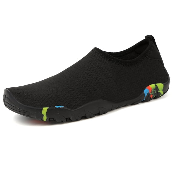 Barefoot shoes women wide toe water leakage shoes for hiking anti slip breathable surfing shoes suitable for beach swimming water sports fishing and quick drainage black size 4.5