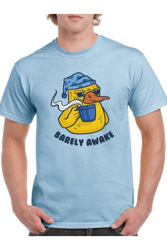 Barely Awake Grumpy Duck Art T-Shirt Men -Smartprints Designs, Male XX-Large