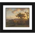 thumbnail image 1 of Barend Cornelis Koekkoek 14x12 Black Ornate Wood Framed Double Matted Museum Art Print Titled: Wooded Landscape with a Castle (1851), 1 of 5