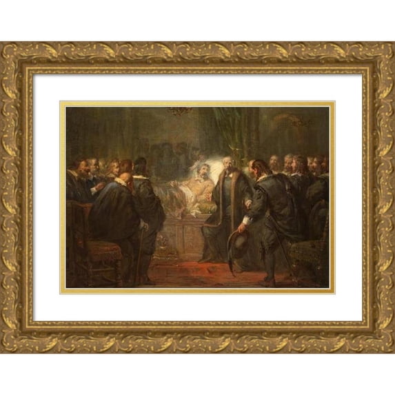 Barend Wijnveld 14x11 Gold Ornate Wood Frame and Double Matted Museum Art Print Titled - Frederik Hendrik Feels His End Approaching and Says Goodbye to the States, in 1647 (1835-1897)