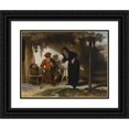 thumbnail image 1 of Barent Fabritius 24x19 Black Ornate Framed Double Matted Museum Art Print Titled: Tobit and His Wife Anna with a Goat (1667), 1 of 5