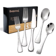 Barenthal 20-Piece Bastia Mirror Polish Hammered Stainless Steel Flatware Set, 18/10 Silverware Service for 4, Dishwasher Safe