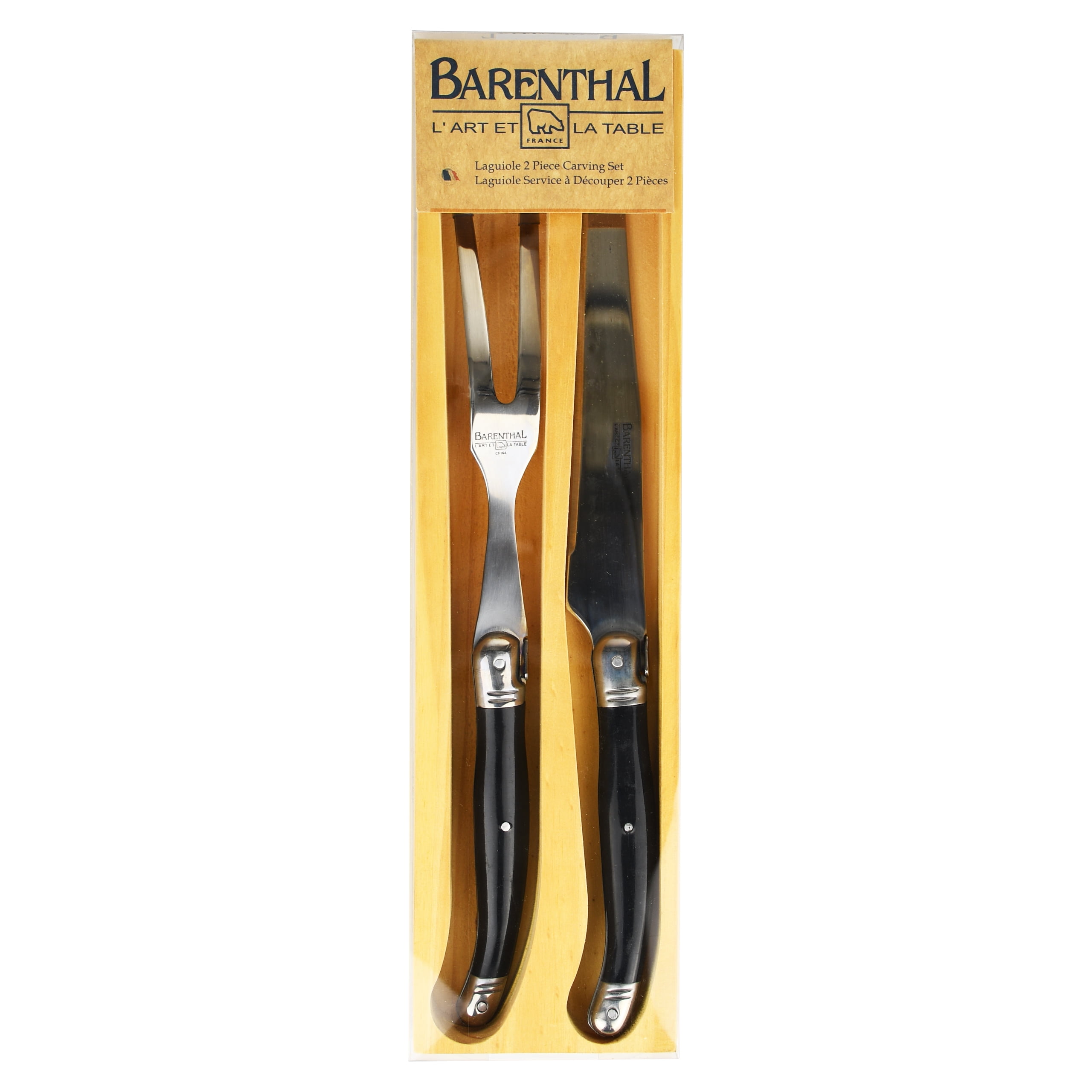 Barenthal Stainless Steel Carving Set with Black Wood Handles