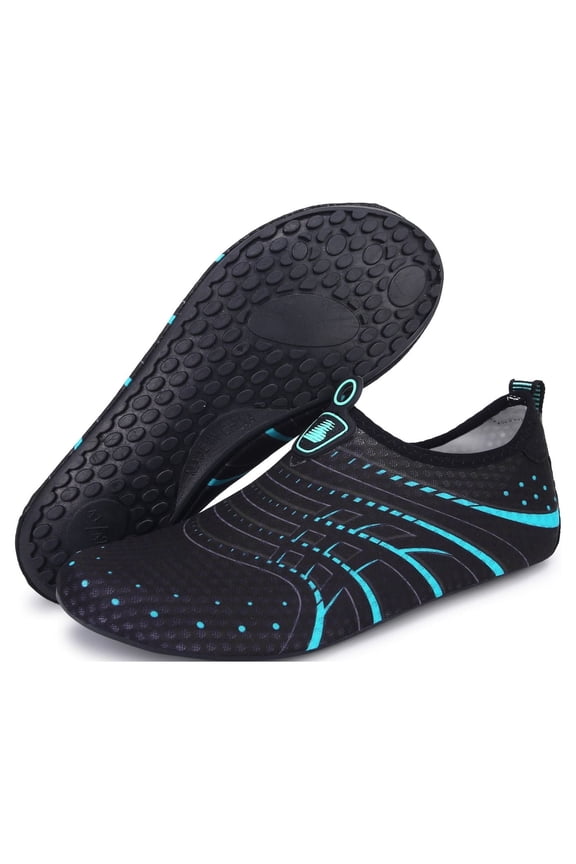 Aqua Socks for Women Men Barefoot Swim Surf Beach Yoga Water Shoes Bluedot 14-15 Women 12-13 Men