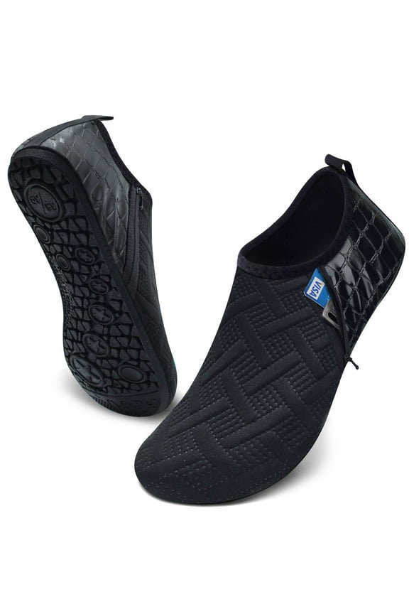 Barefoot Quick-Dry Water Shoes Aqua Socks for Swim Beach Pool Surf Yoga for Women Men Black US 11-12 Women, 9.5-10 Men