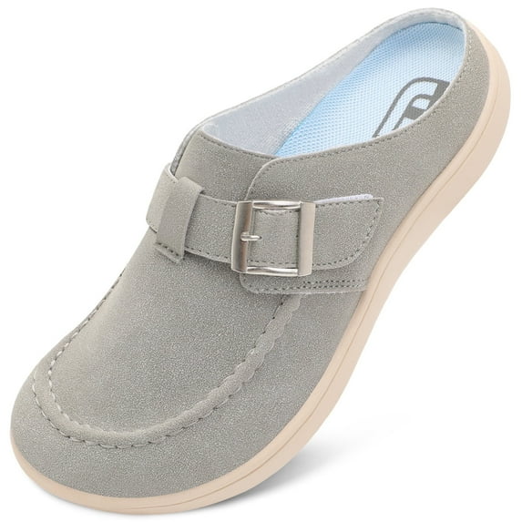 Barerun Women Wide Suede Clogs & Mules with Adjuatable Buckle