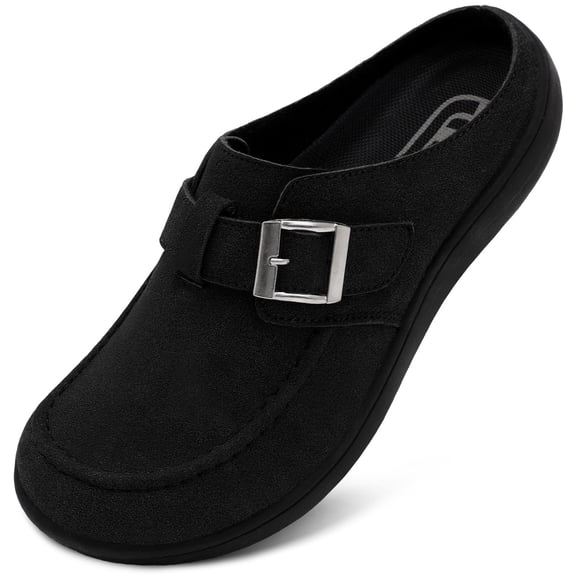 Barerun Women Wide Suede Clogs & Mules with Adjuatable Buckle