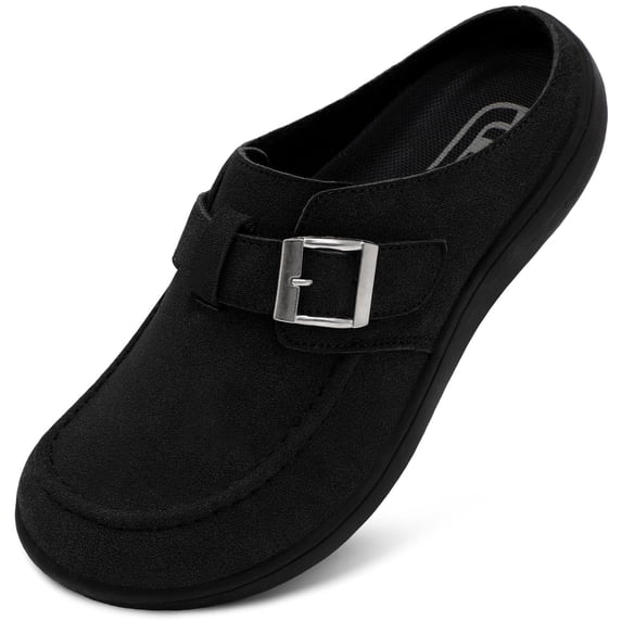Barerun Women Wide Suede Clogs & Mules with Adjuatable Buckle