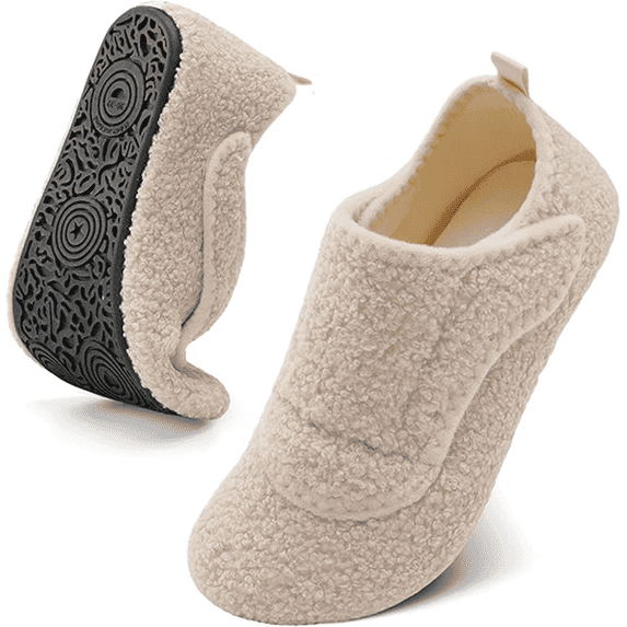 Barerun Diabetic Edema Swollen Slippers for Women Wide Adjustable Comfort