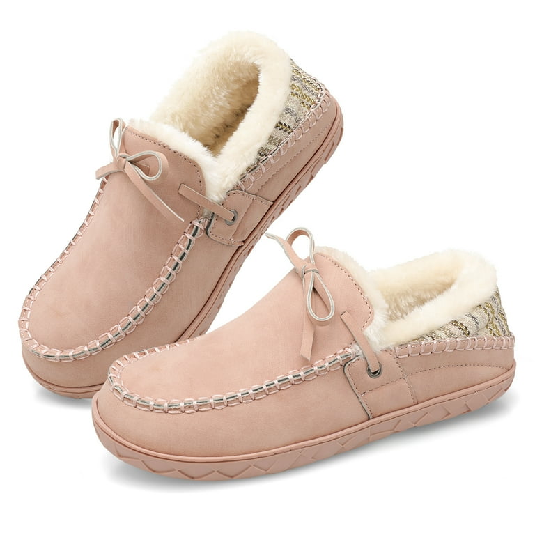 Barerun Faux Fur Moccasin Slippers for Women Warm Cozy House
