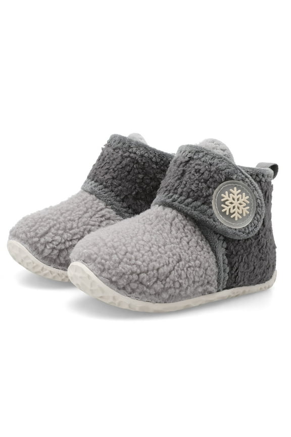 Fuzzy Slippers for Baby Girls Boys Toddler House Shoes Grey