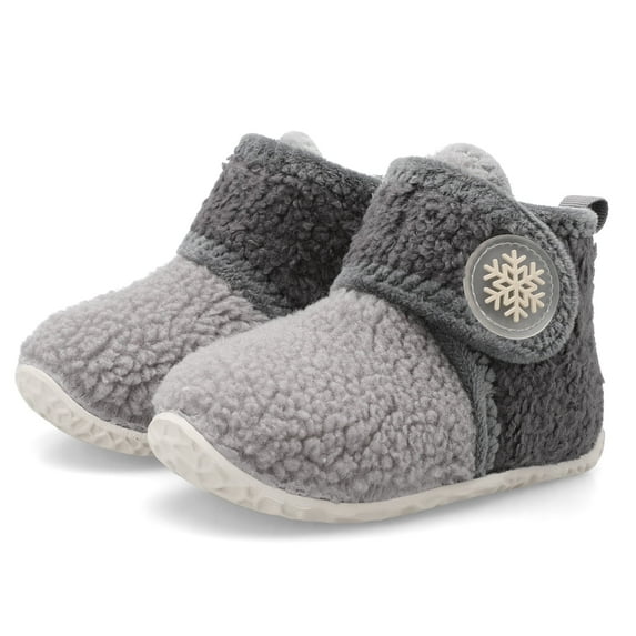 Barerun Fuzzy Slippers for Baby Girls Boys Toddler House Shoes Grey