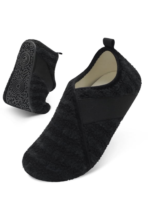 House Slippers for Women with Rubber Sole Comfy Furry Bedroom Slippers