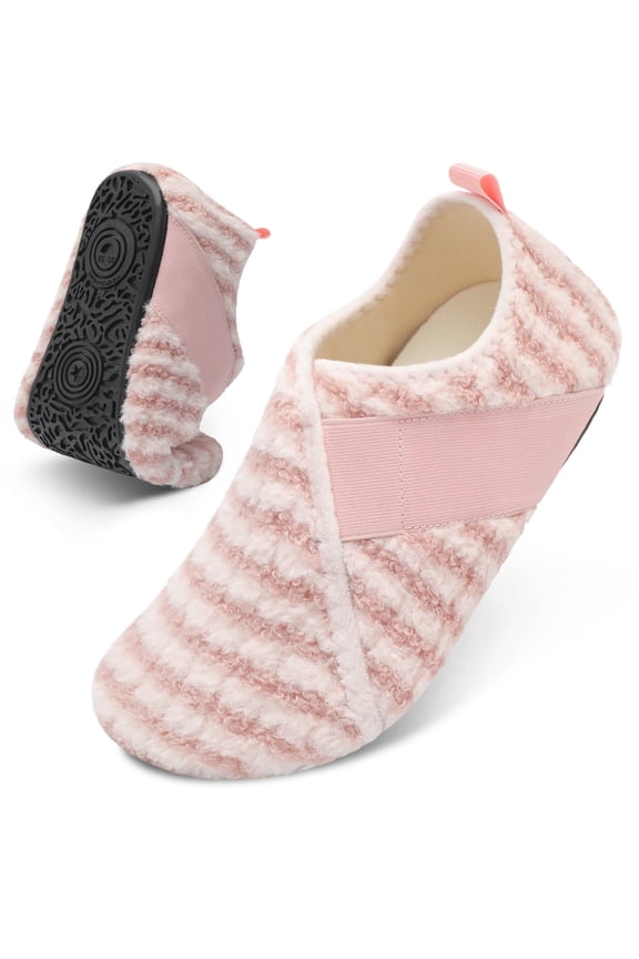 House Slippers for Women with Rubber Sole Comfy Furry Bedroom Slippers