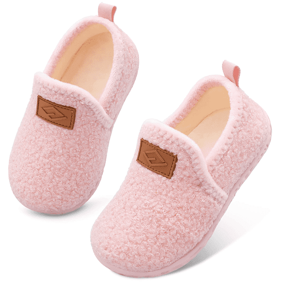 Barerun Kids Boys Girls House Slippers Indoor Home Shoes Warm Slippers for toddler Pink Size 8