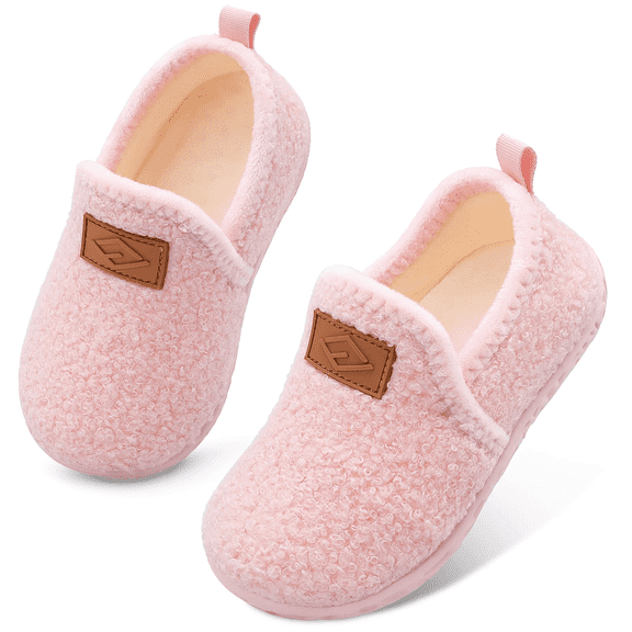 Barerun Kids Boys Girls House Slippers Indoor Home Shoes Warm Slippers for toddler Pink Size 9