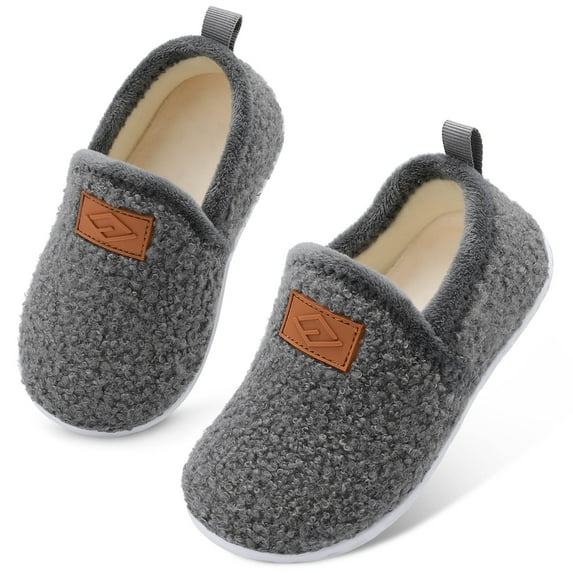Barerun Kids Soft Slipper Non-Slip Househole Shoes Indoor Girls Boys Slipper Grey Size 7