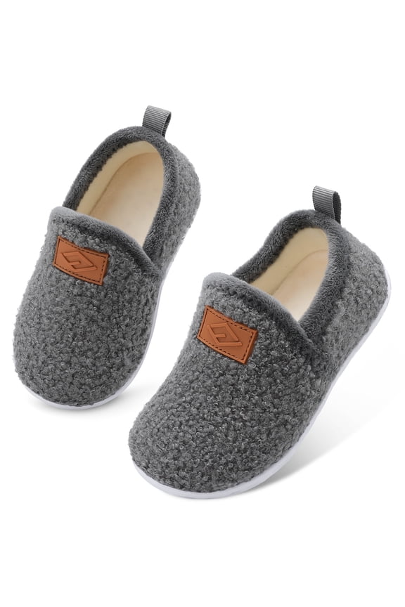Kids Soft Slipper Non-Slip Househole Shoes Indoor Girls Boys Slipper Grey Size 8