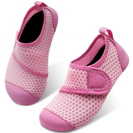 Barerun Kids Swim Water Shoes Barefoot Aqua Socks Shoes for Beach Pool Surfing Yoga for Baby Boys Girls Pink 8-8.5 Toddler