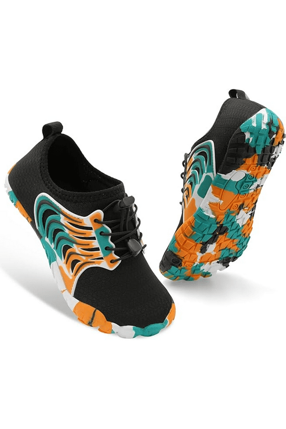 Kids Water Shoes Boys Girls Barefoot Aqua Socks Quick Dry Breathable Sports Aqua Athletic Sneakers Wide Toe Adjustable Lightweight Beach Swim Pool Shoes