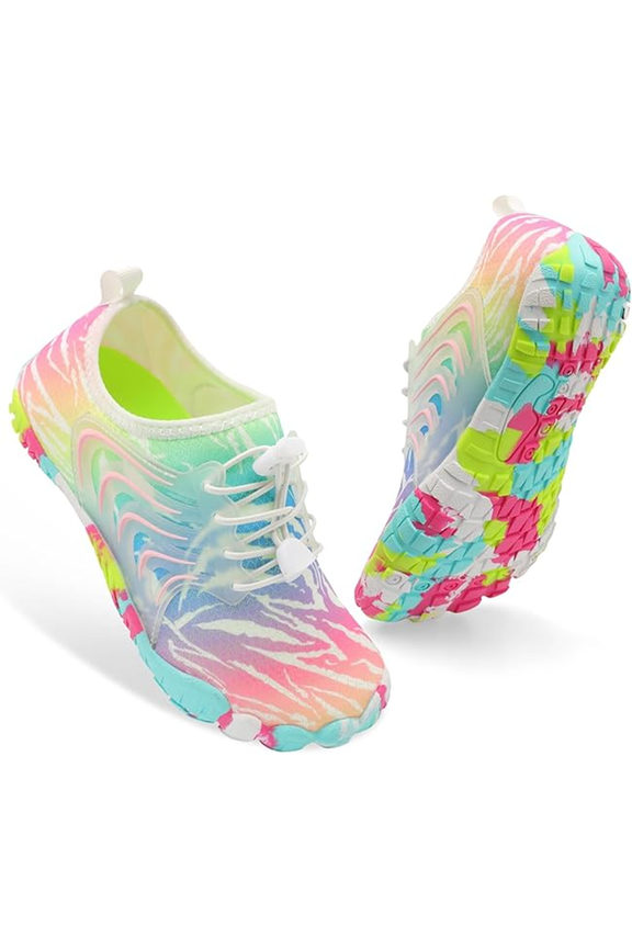 Kids Water Shoes Wide Toe Adjustable Barefoot Aqua Socks Quick Dry Beach Swim Pool for Boys Girls