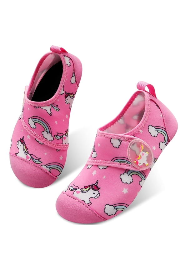 Kids Water Shoes Girls Boys Toddler Non-Slip Quick Dry Aqua Socks Beach Swim Walking Shoes Pink 1-2 Little Kid
